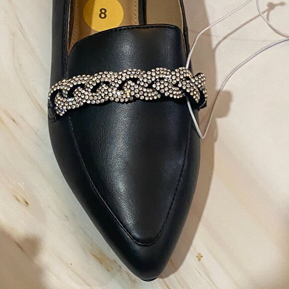 NWT Report Ruethy Rhinestone Black Loafers Pointed Flats Size 8 Solid Black - Picture 4 of 6